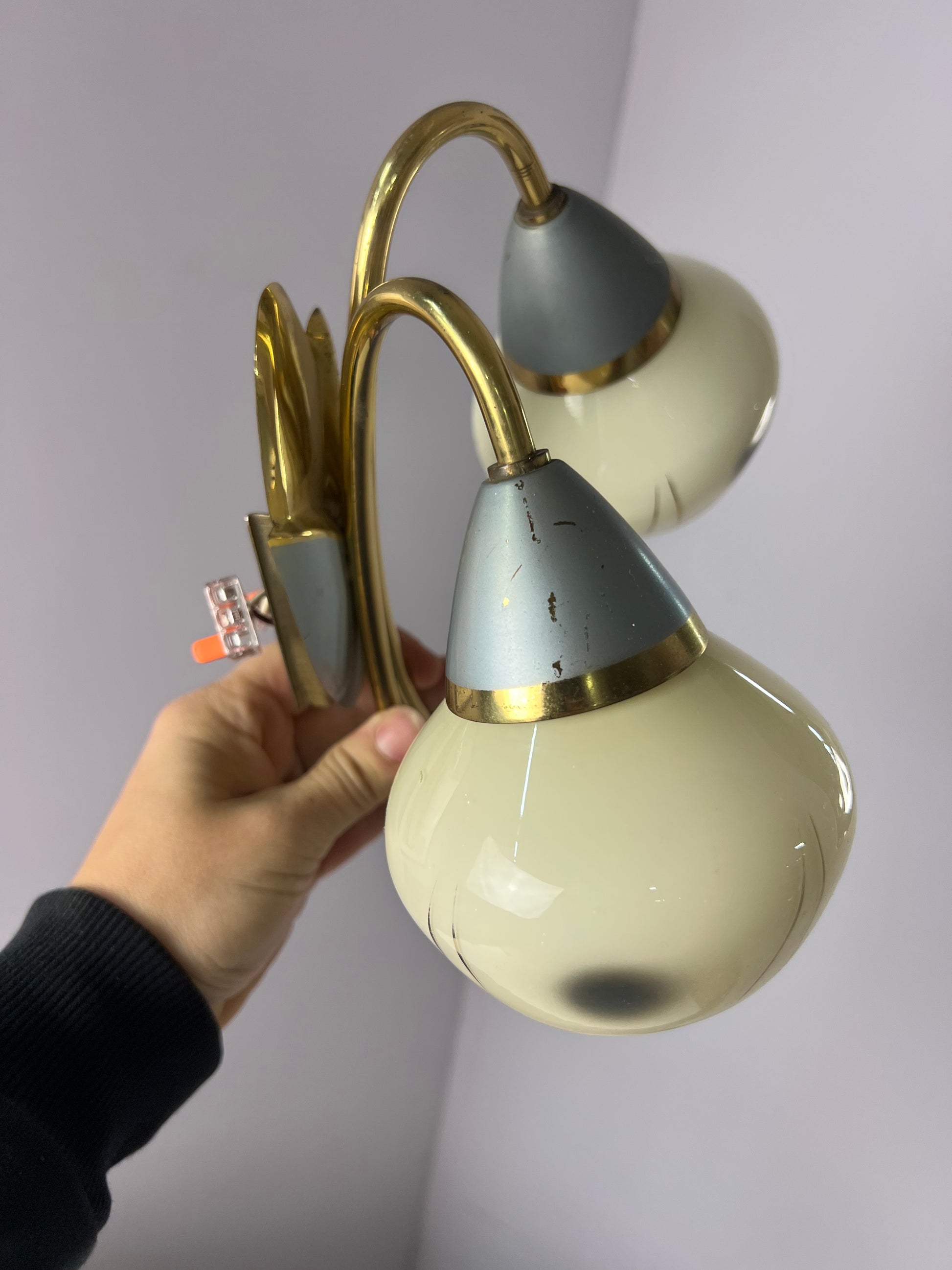 Wandlampe weiß Messing