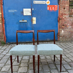 Set: 2x Polsterstuhl blau Palisander