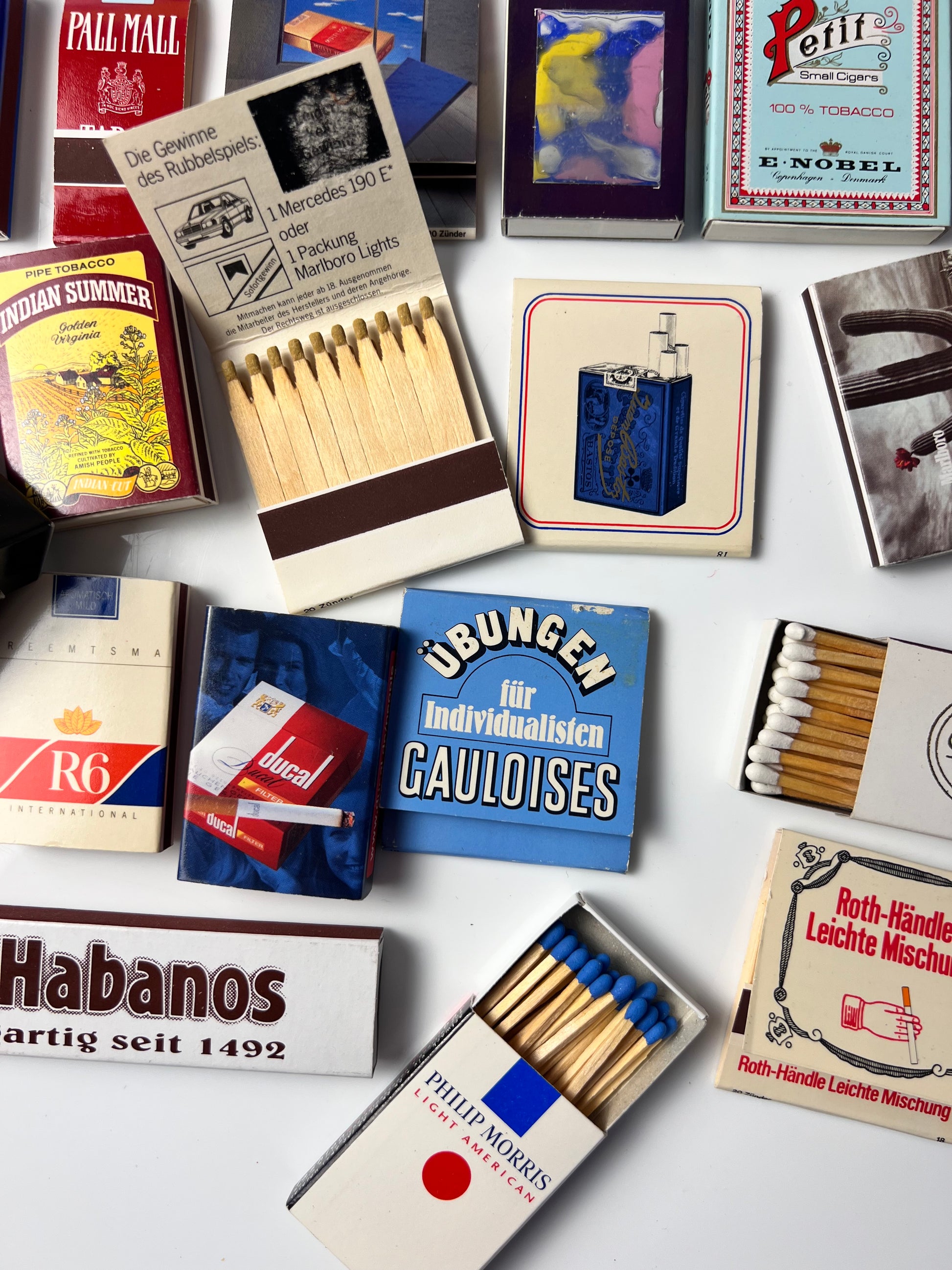 Set: Vintage Streichhölzer Zigaretten Werbung