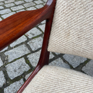 Armlehnstuhl Palisander mit Wollbezug von Johannes Andersen für Uldum Møbelfabrik