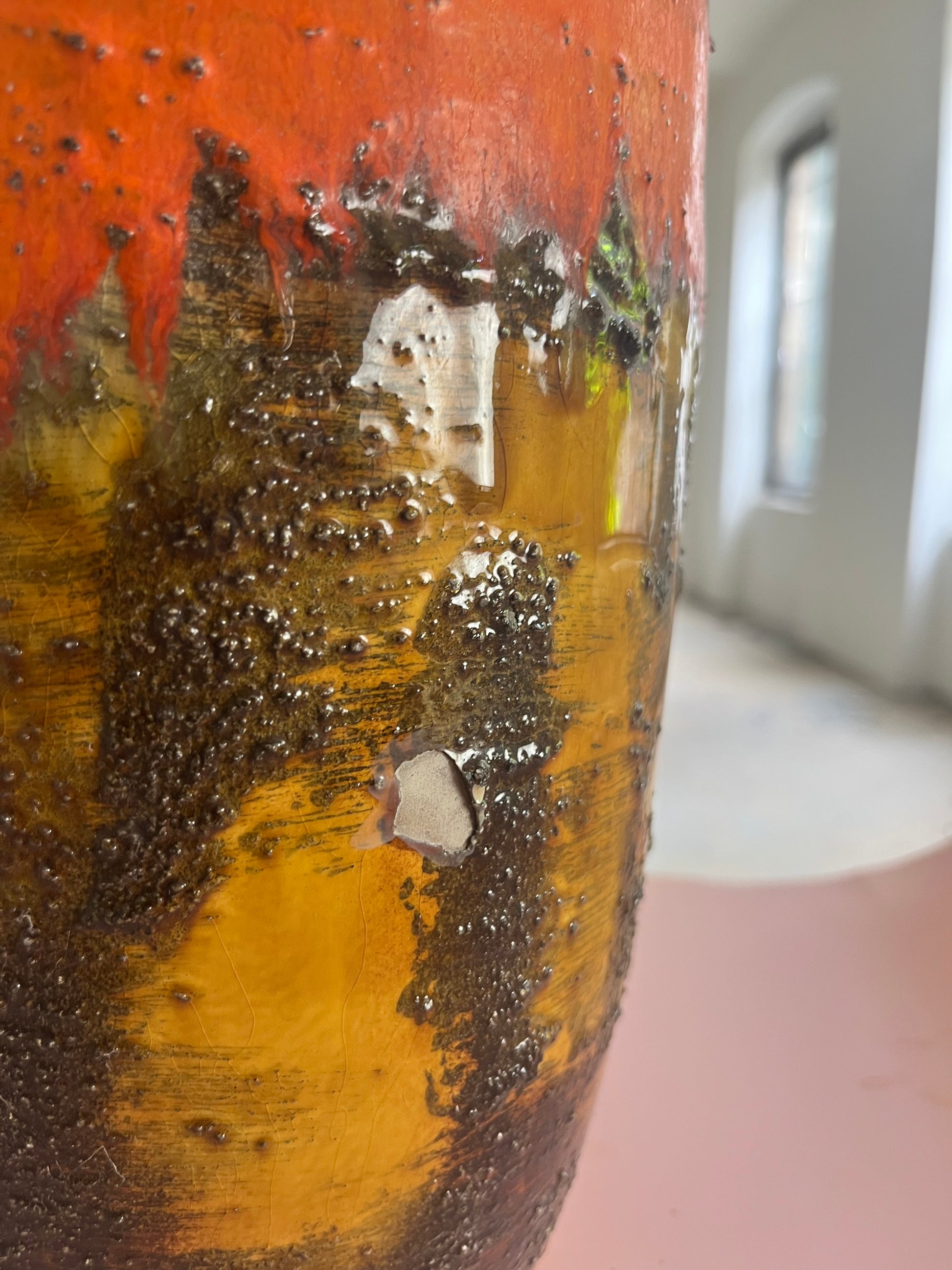 Vase 5071-38 Fat Lava orange braun von Carstens Keramik West Germany