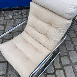Sessel beige Kord Chromgestell