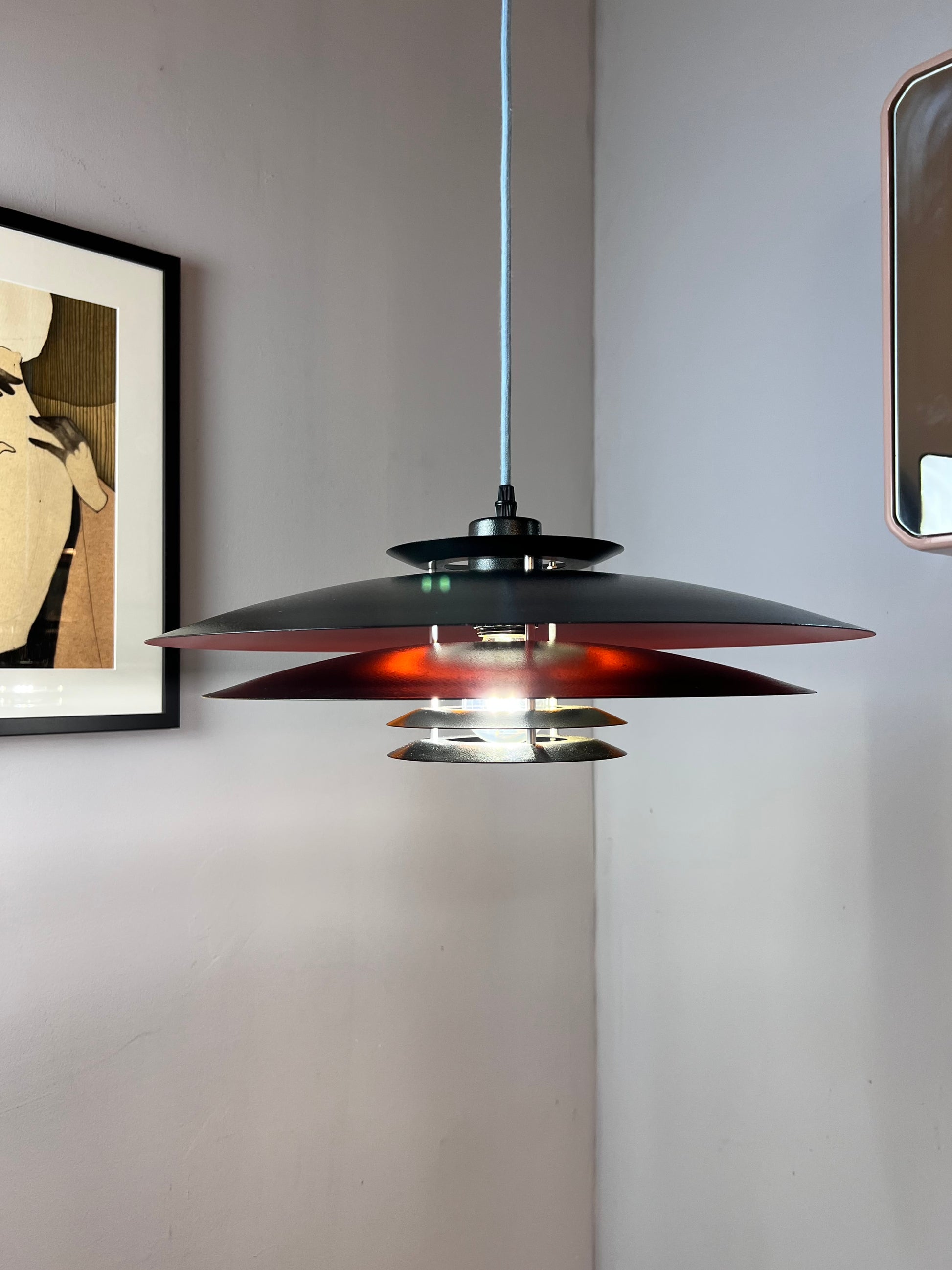 Lamellenlampe neu lackiert orange schwarz