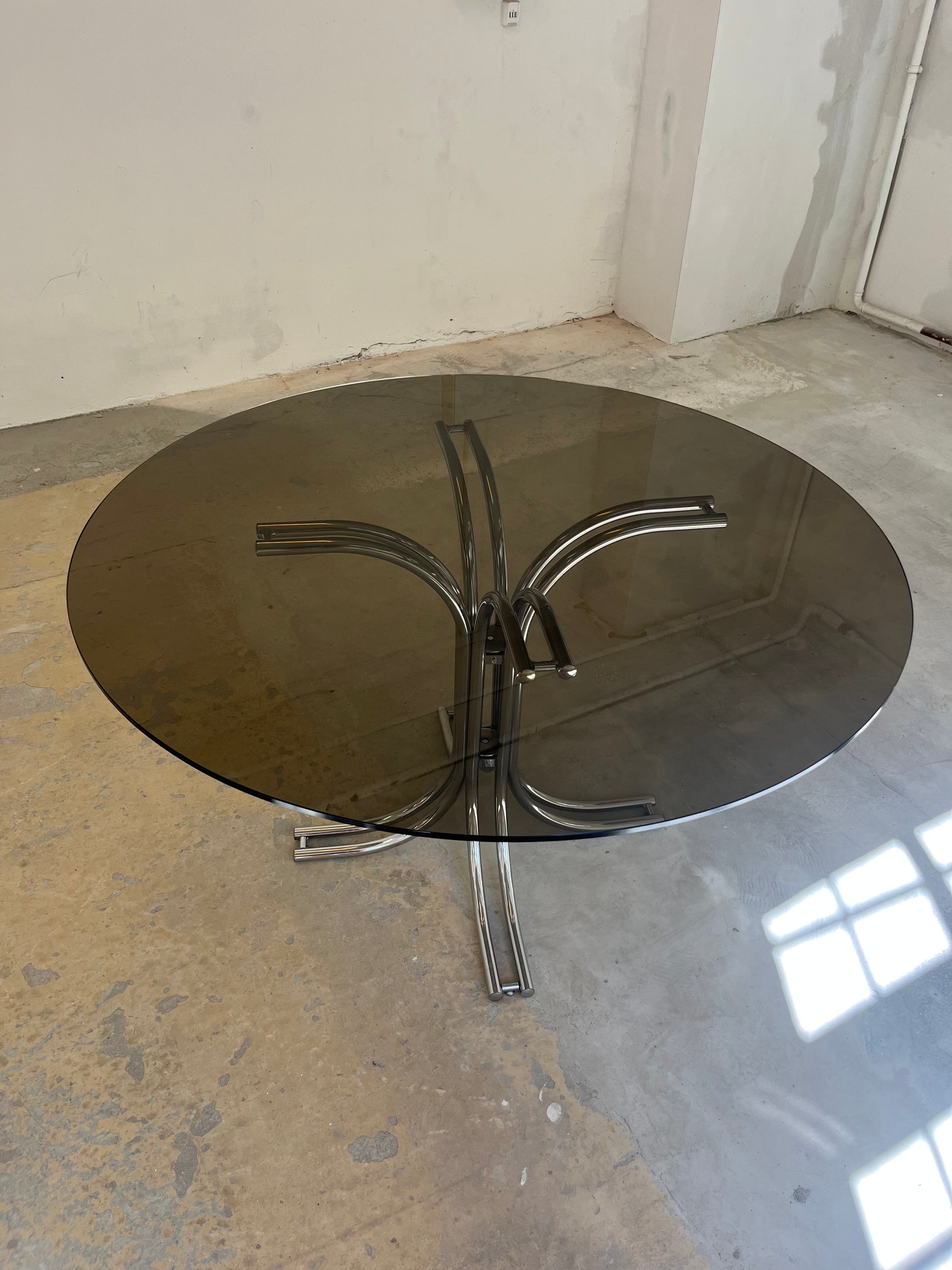 Runder Esstisch Rauchglas Chrom - Standard Gestell