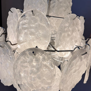 Kronleuchter weiß silber mit Arylglasplatten