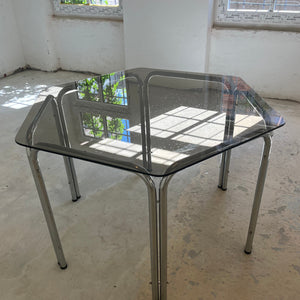 Hexagon Esstisch Rauchglas Chrom