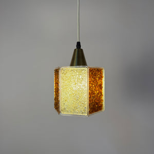 Hängelampe Hexagon braun weiß Acrylglas in Granitoptik von Roland Konst