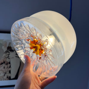 Hängelampe weiß gelb Muranoglas von Mazzega