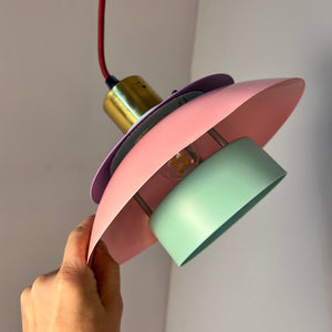 Lamellenlampe neu lackiert mint rosa lila aus Dänemark