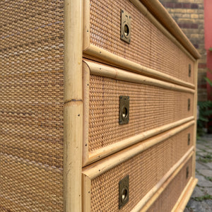 Kommode Rattan Bambus mit Messinggriffen von Dal Vera