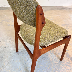 Polsterstuhl grün Teak neu gepolstert von Erik Buch