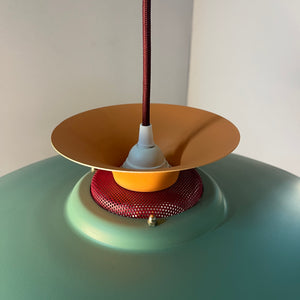 Lamellenlampe neu lackiert peach teal ocker aus Dänemark