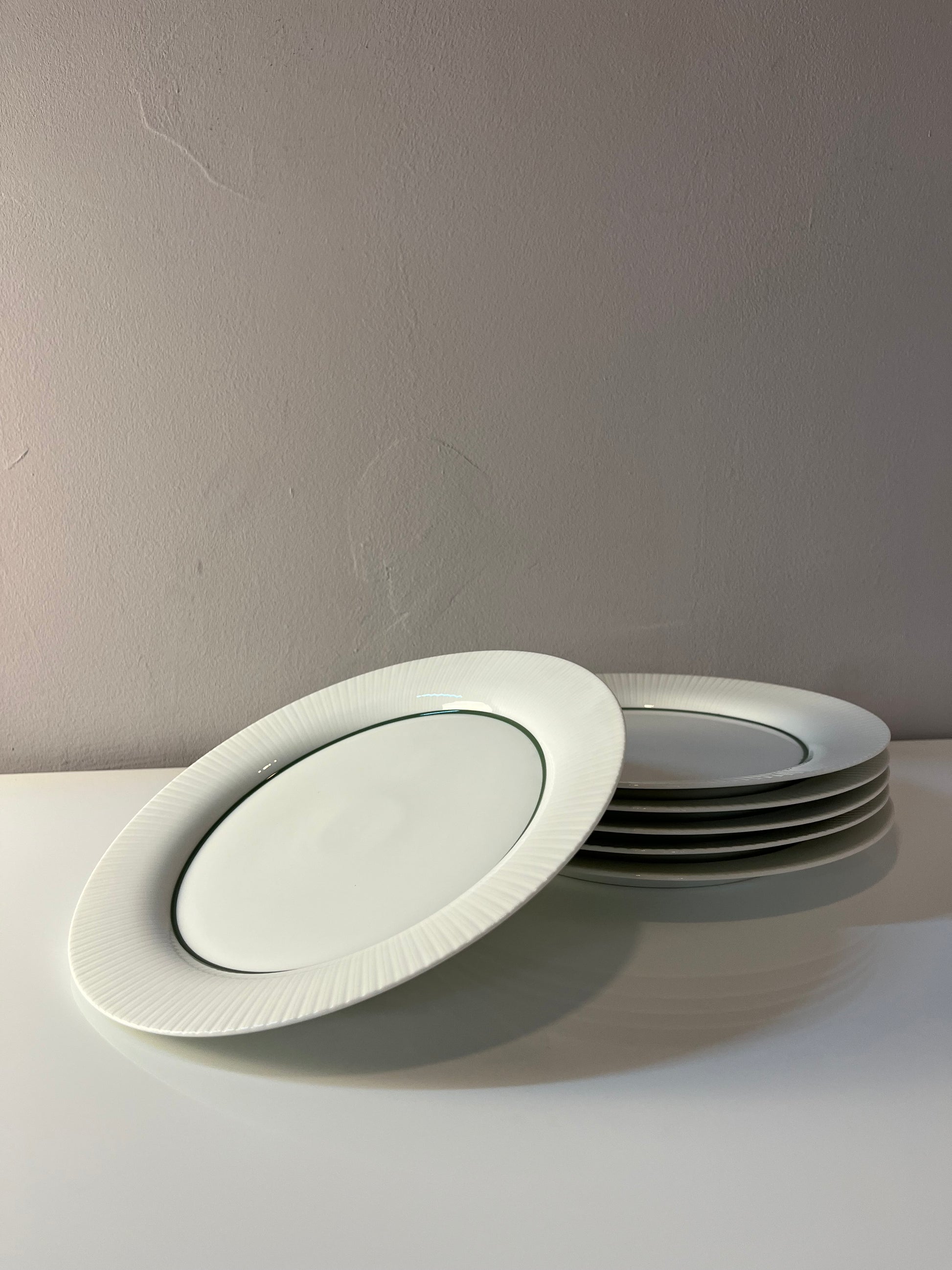 Set: 6x Speiseteller Modulation Secunda grün von Tapio Wirkkala für Rosenthal
