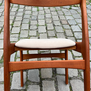 Set: 6x Polsterstuhl beige Teak Cord von Erik Buch