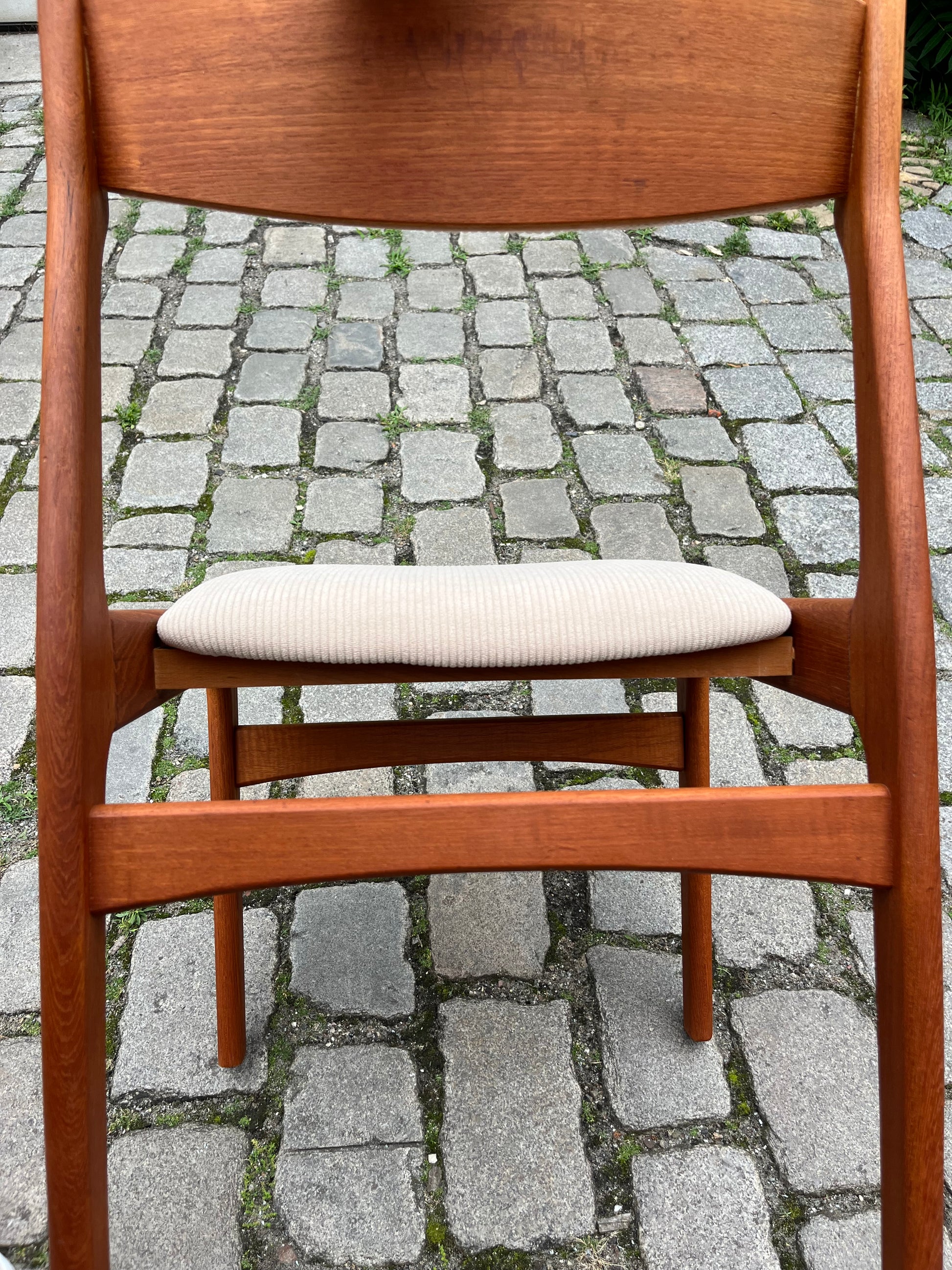 Set: 6x Polsterstuhl beige Teak Cord von Erik Buch