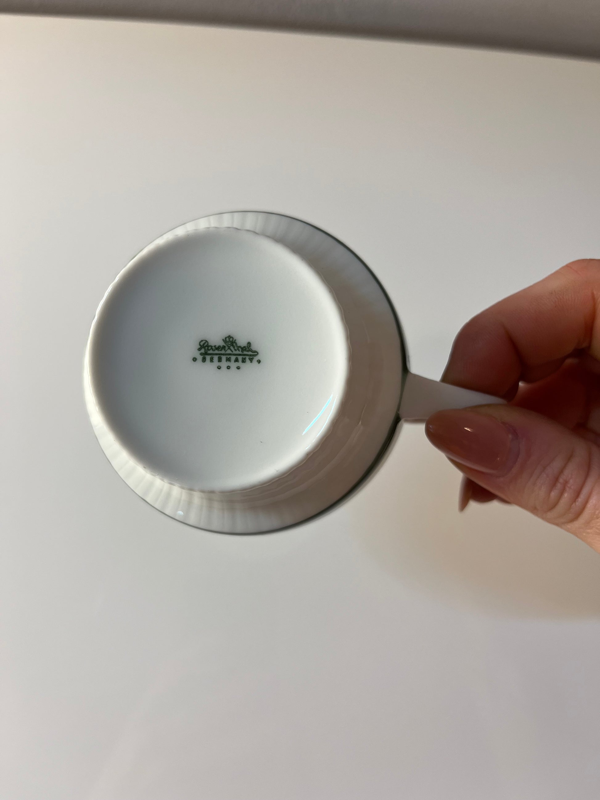 Set: 6x Kaffeetasse mit Untertasse Modulation Secunda grün von Tapio Wirkkala für Rosenthal
