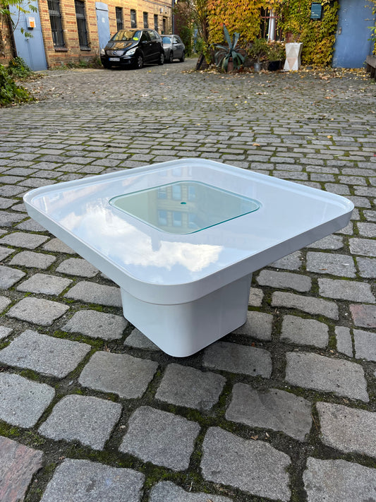 Couchtisch weiß Kunstoff Glas von Peter Ghyczy