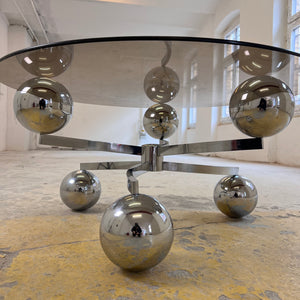 Couchtisch „Atomic“ Glas & Chrom