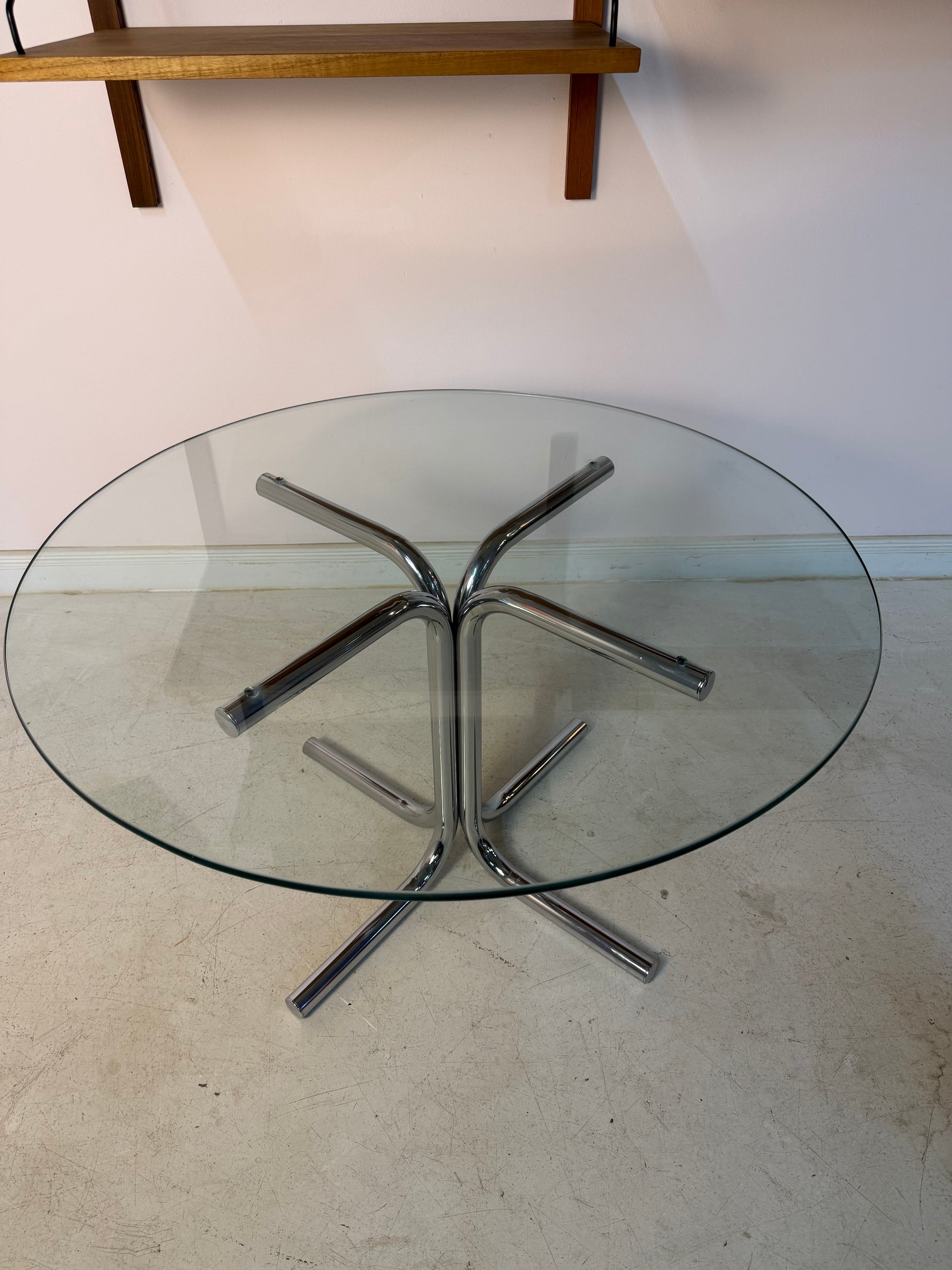 Runder Couchtisch Glas & Chrom