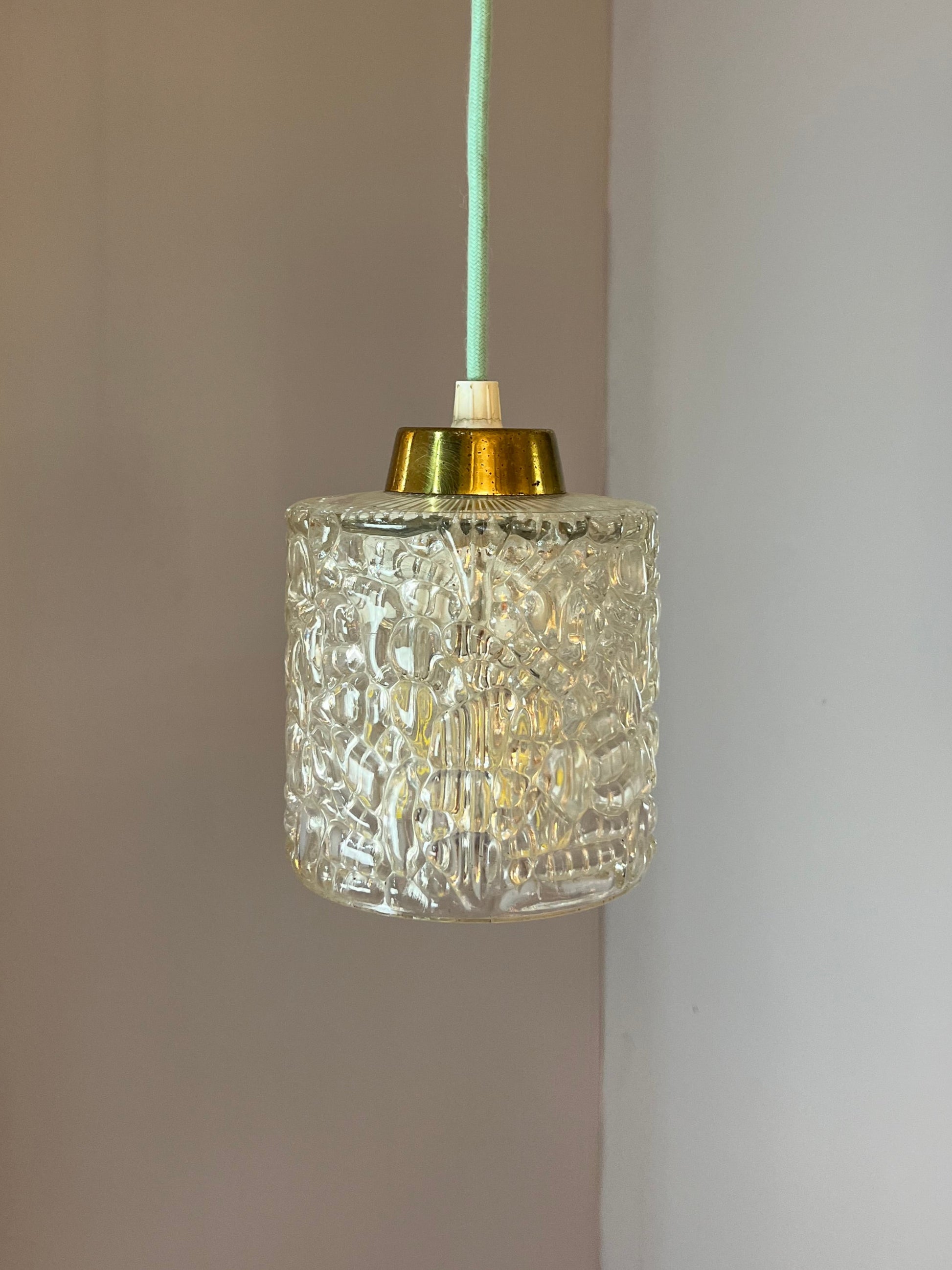 Hängelampe Glas Messing aus Dänemark