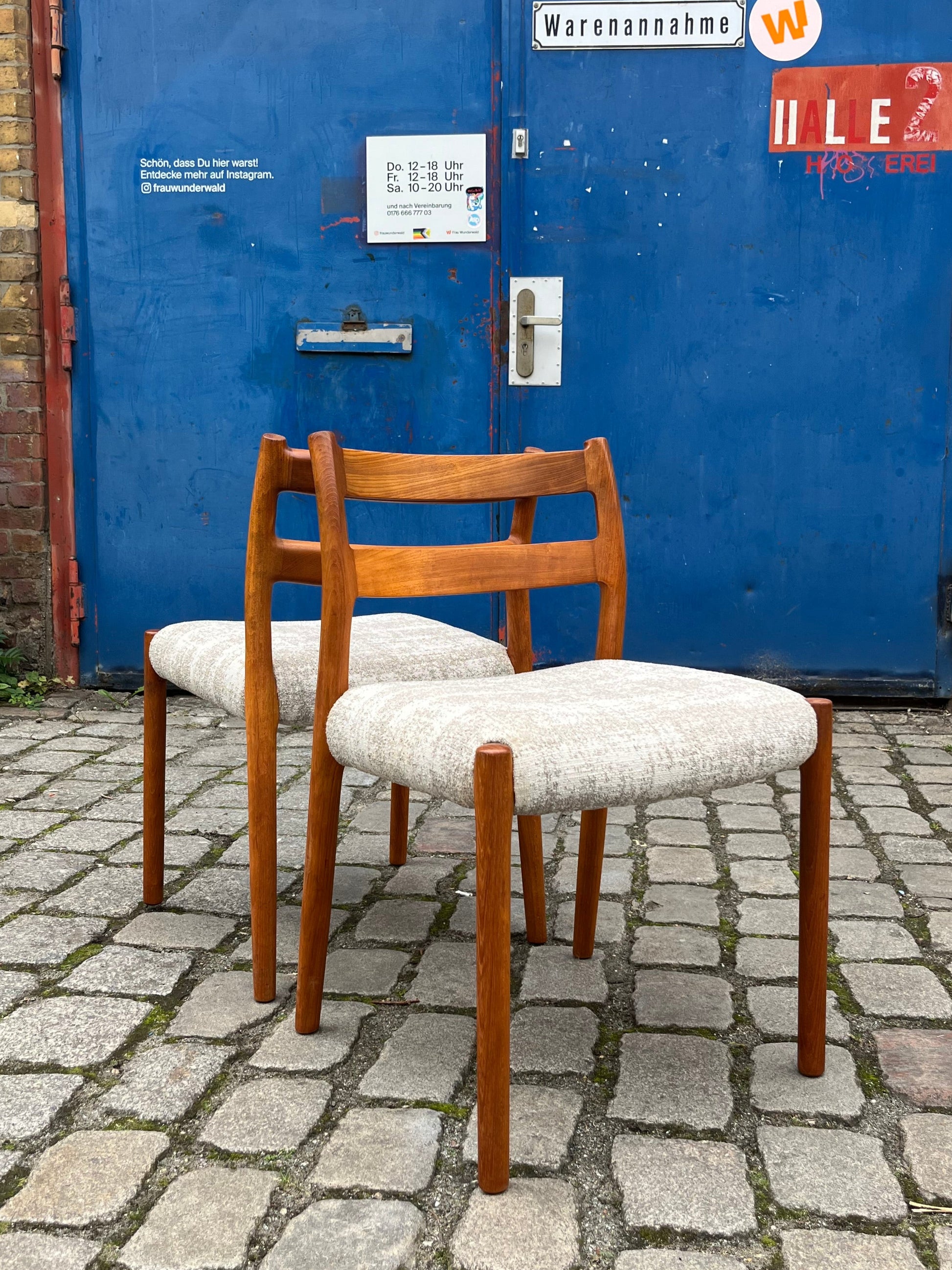 Polsterstuhl hellgrau Teak von J.L. Møller