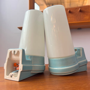 Set: 2x Wandlampe Modell 6080 hellblau von Sigvard Bernadotte für Ifö