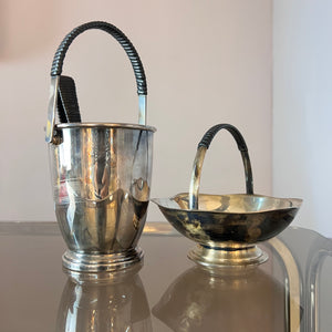 Set: Schale, Eiseimer & Eiszange versilbert