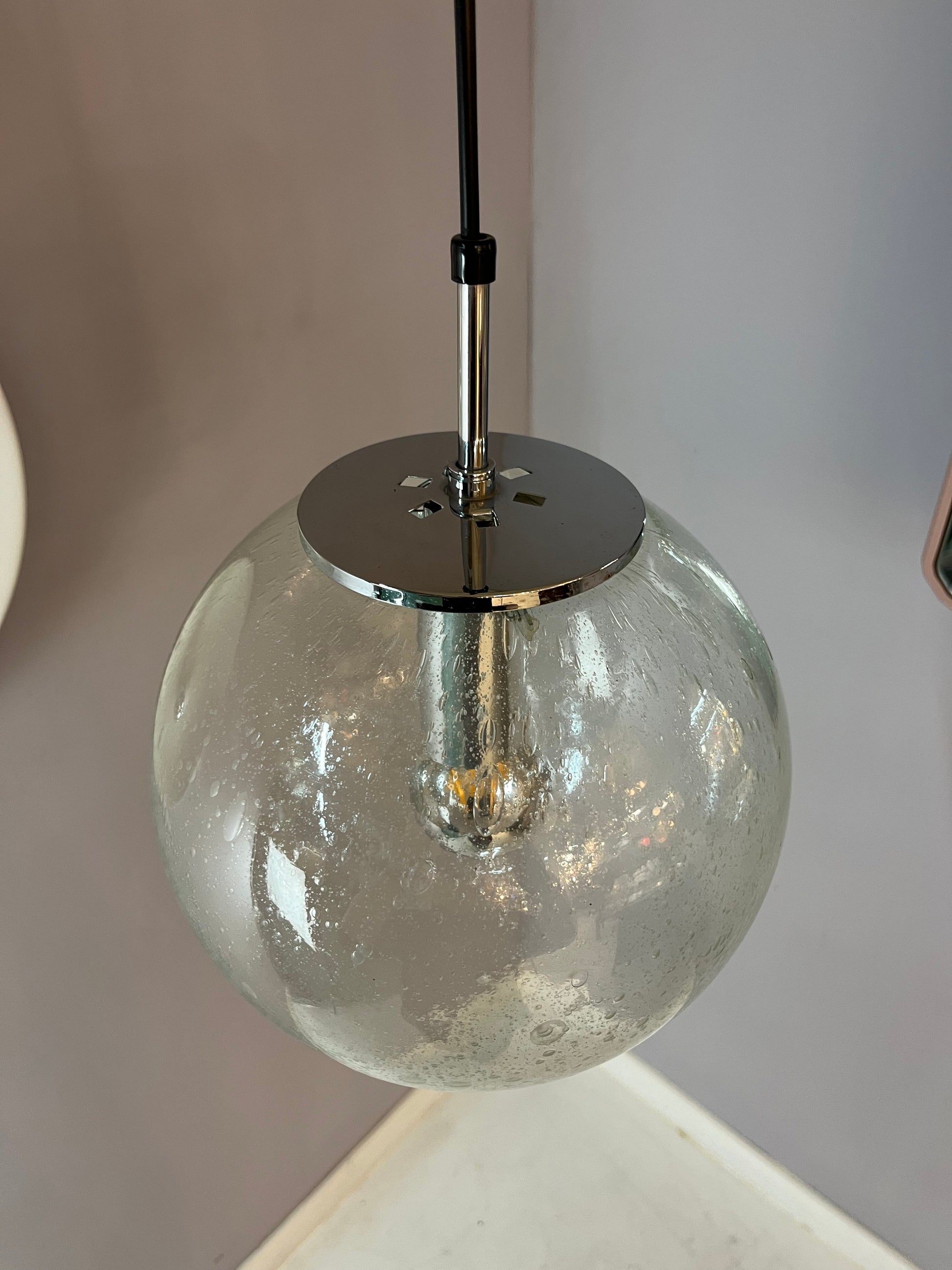 Kugellampe Einschlussglas Chrom von Glashütte Limburg