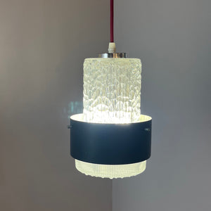 Hängelampe schwarz Eisglas von Carl Fagerlund für Orrefors