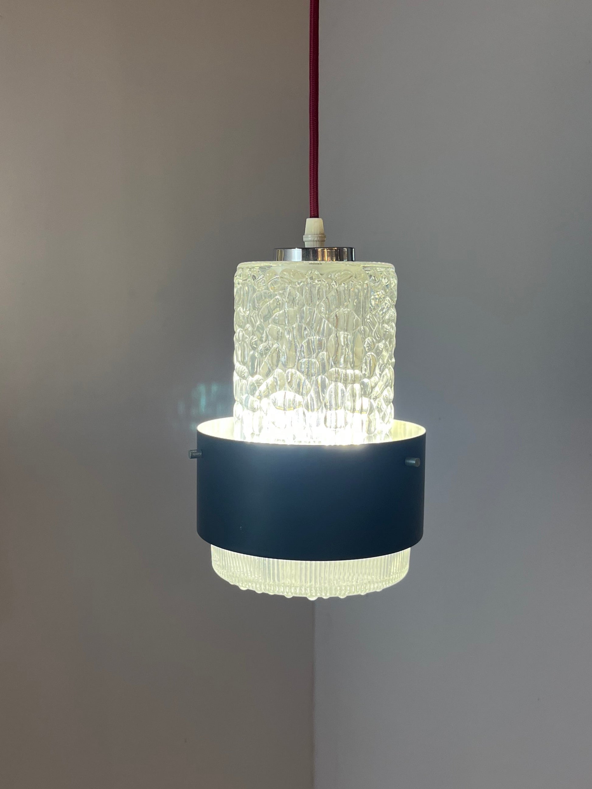 Hängelampe schwarz Eisglas von Carl Fagerlund für Orrefors