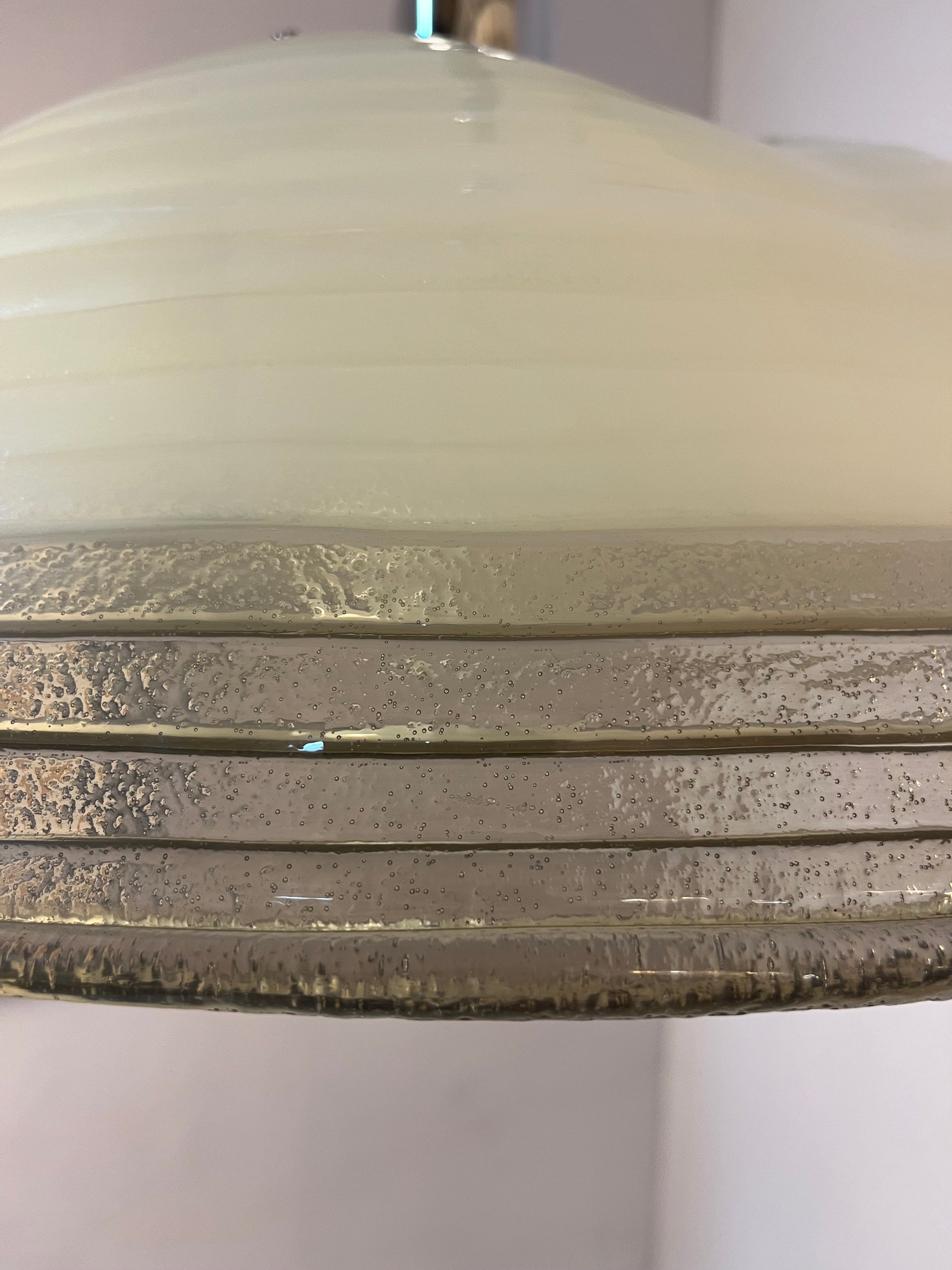 Hängelampe weiß grau Chrom handgearbeitet von Cristallux