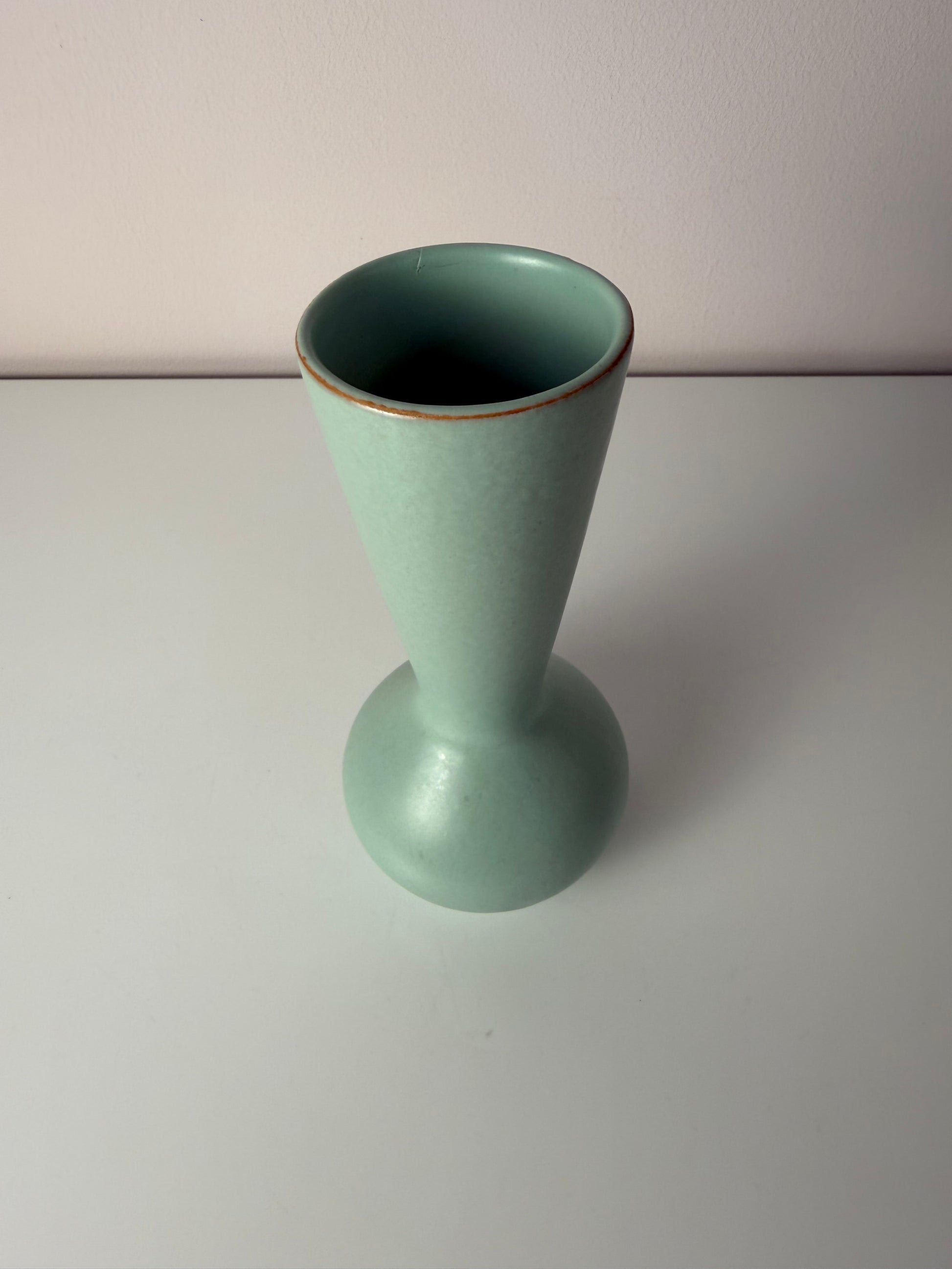 Set: Vase und Karaffe mintgrün weiß Keramik aus Westdeutschland