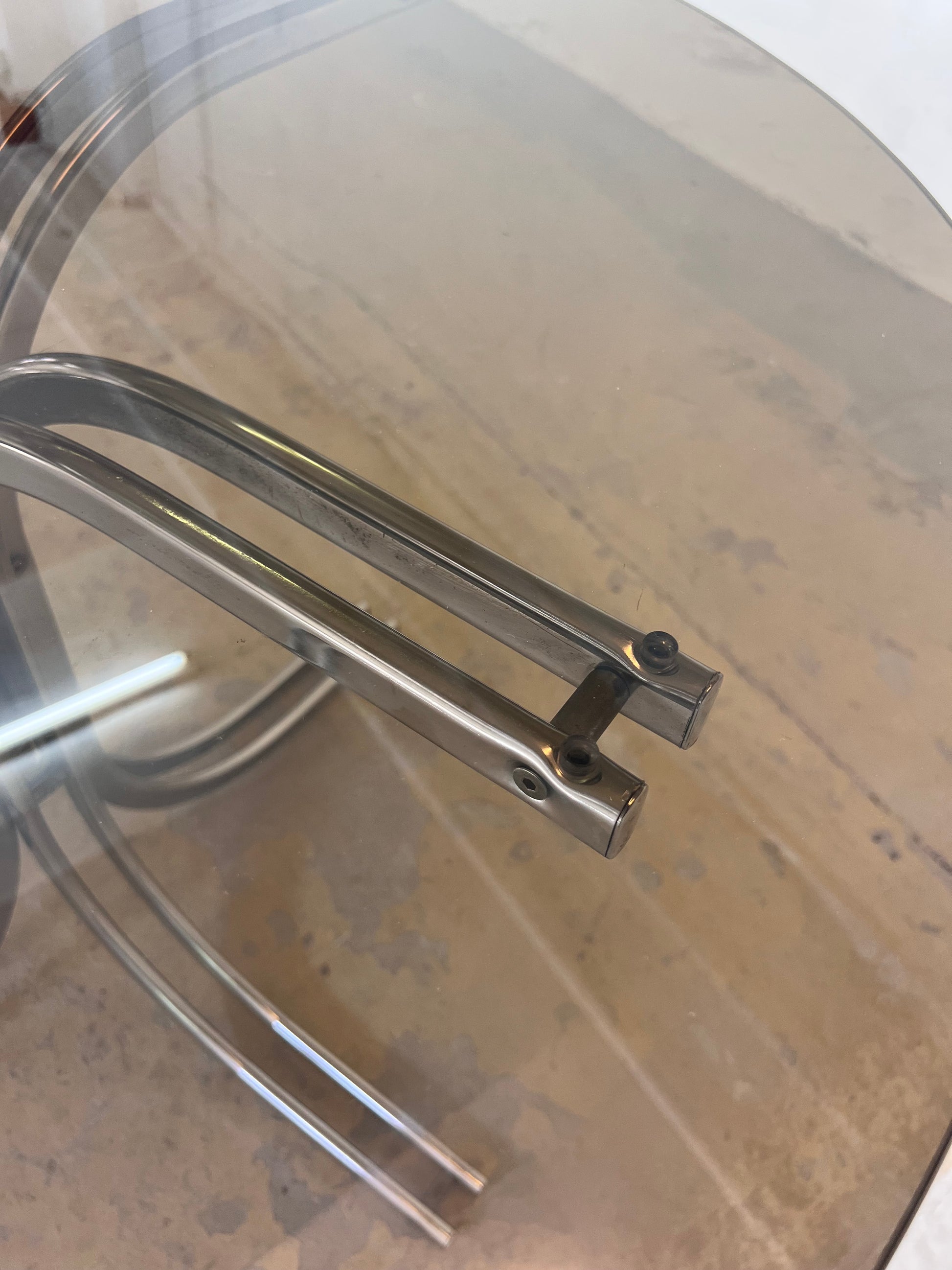 Runder Esstisch Rauchglas & Chrom