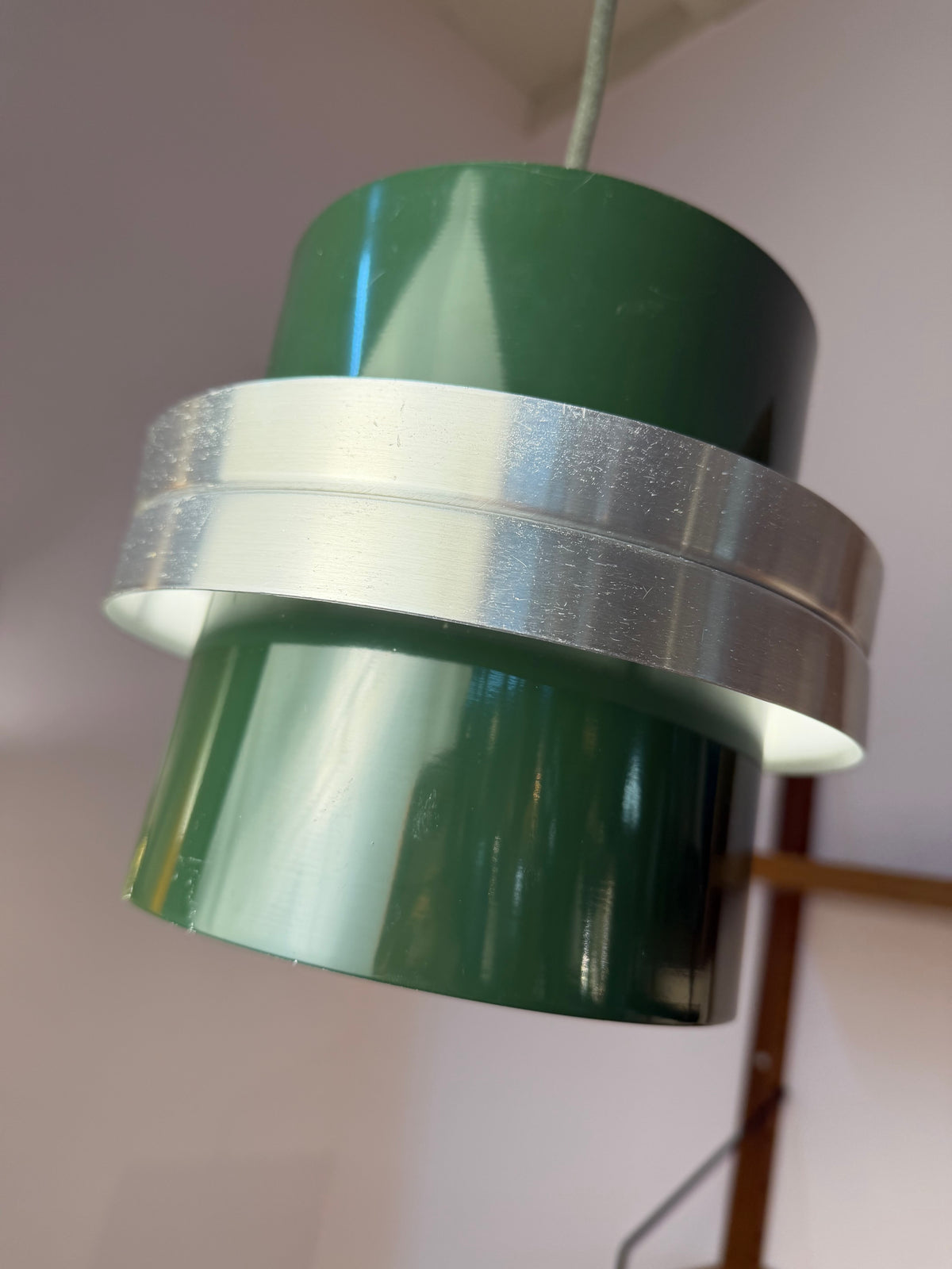 Hängelampe grün silber aus Dänemark