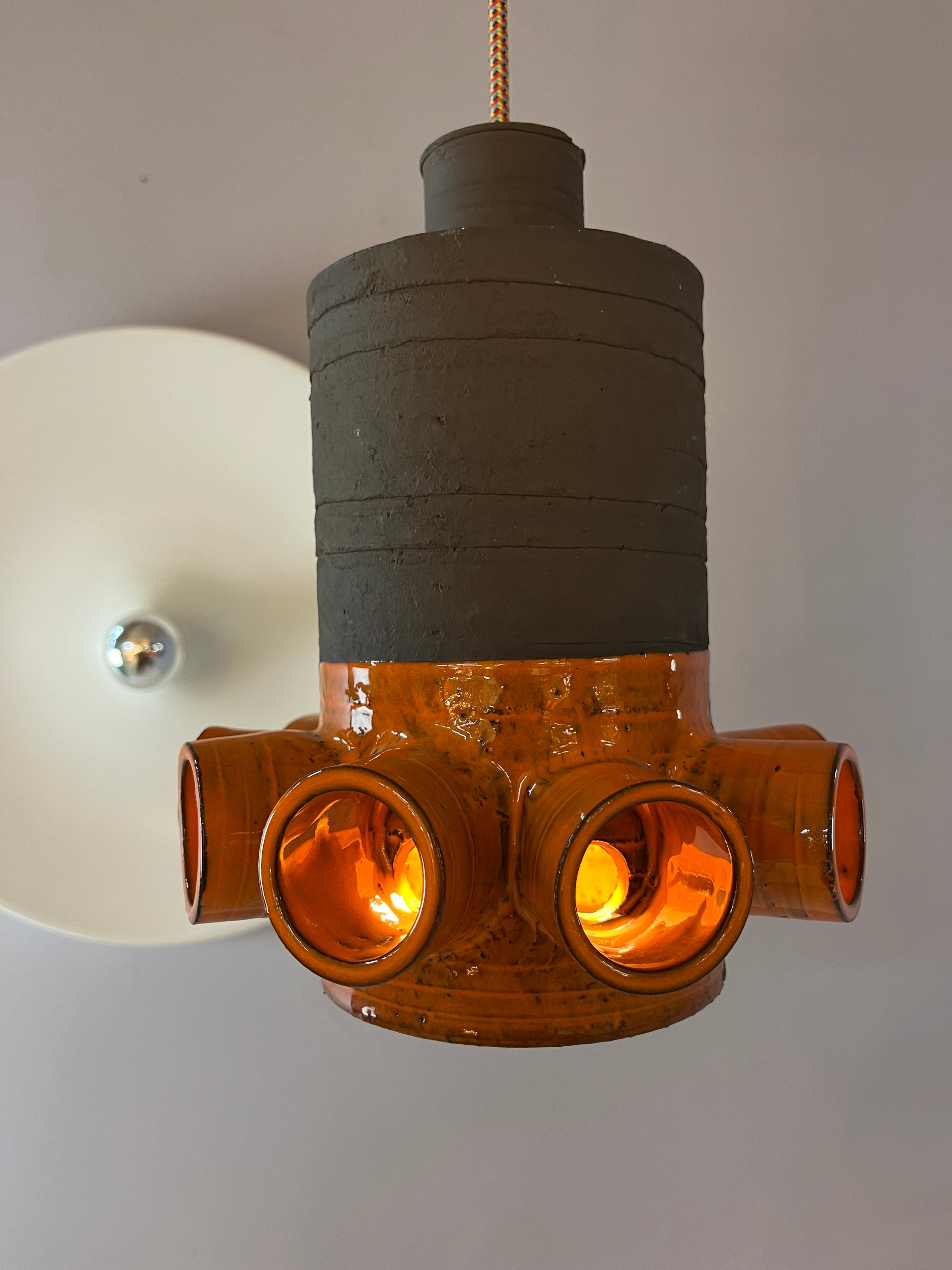 Hängelampe orange braun Keramik