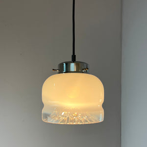 Hängelampe weiß gelb Muranoglas von Mazzega