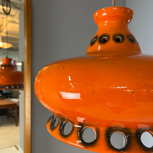Keramiklampe orange aus Westdeutschland