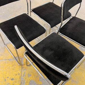 Set: 4x TACKE Polsterstuhl schwarz Chrom