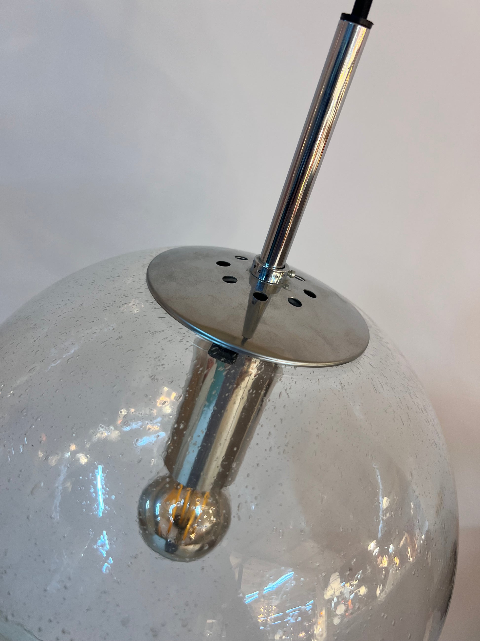 Kugellampe Glas Chrom von Glashütte Limburg