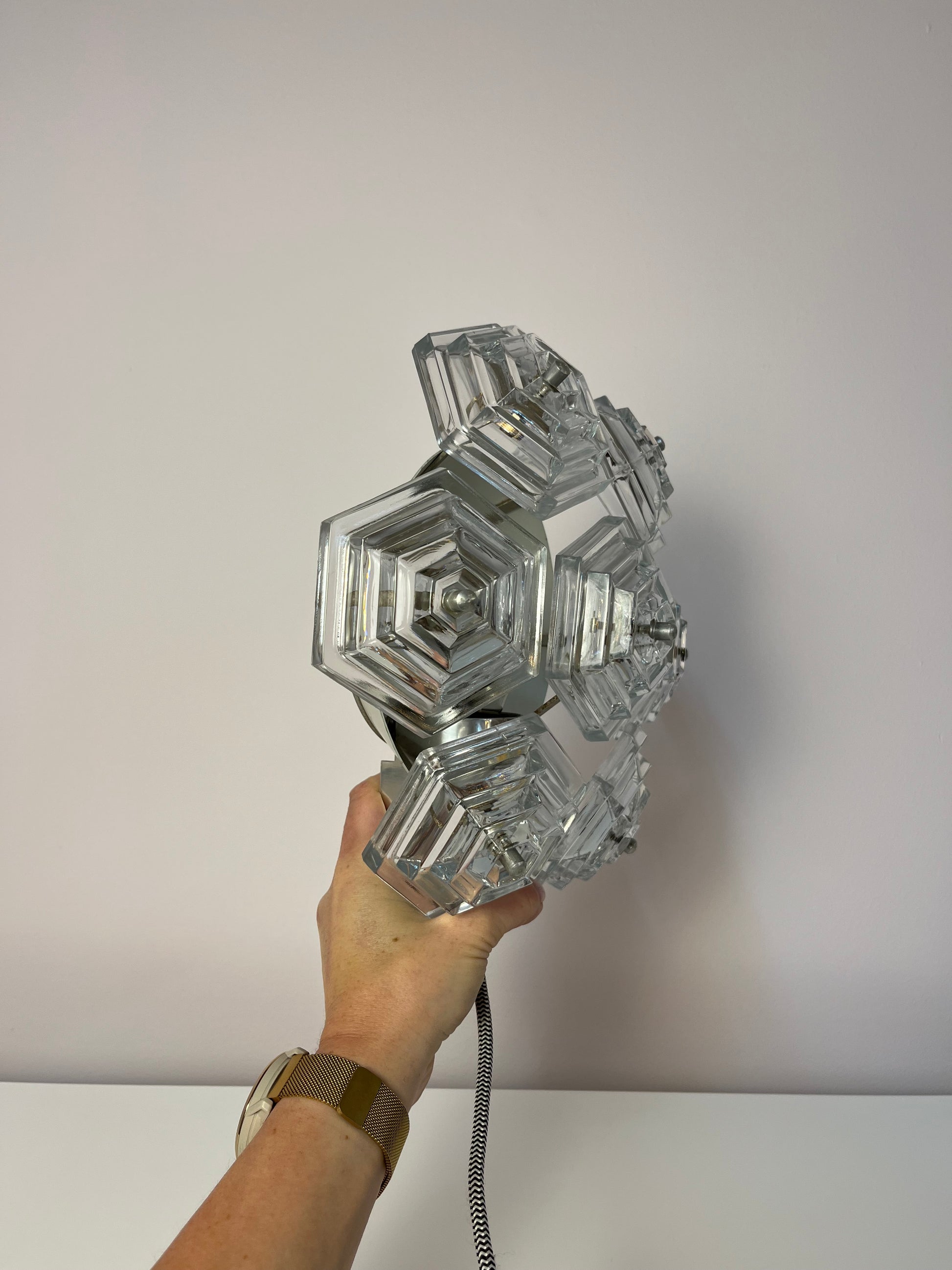 Wandlampe Eiskristall von VEB Kristallleuchtenbau Ebersbach
