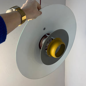 Lamellenlampe neu lackiert peach teal ocker aus Dänemark