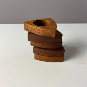 Set: 5x Serviettenring Teak aus Dänemark