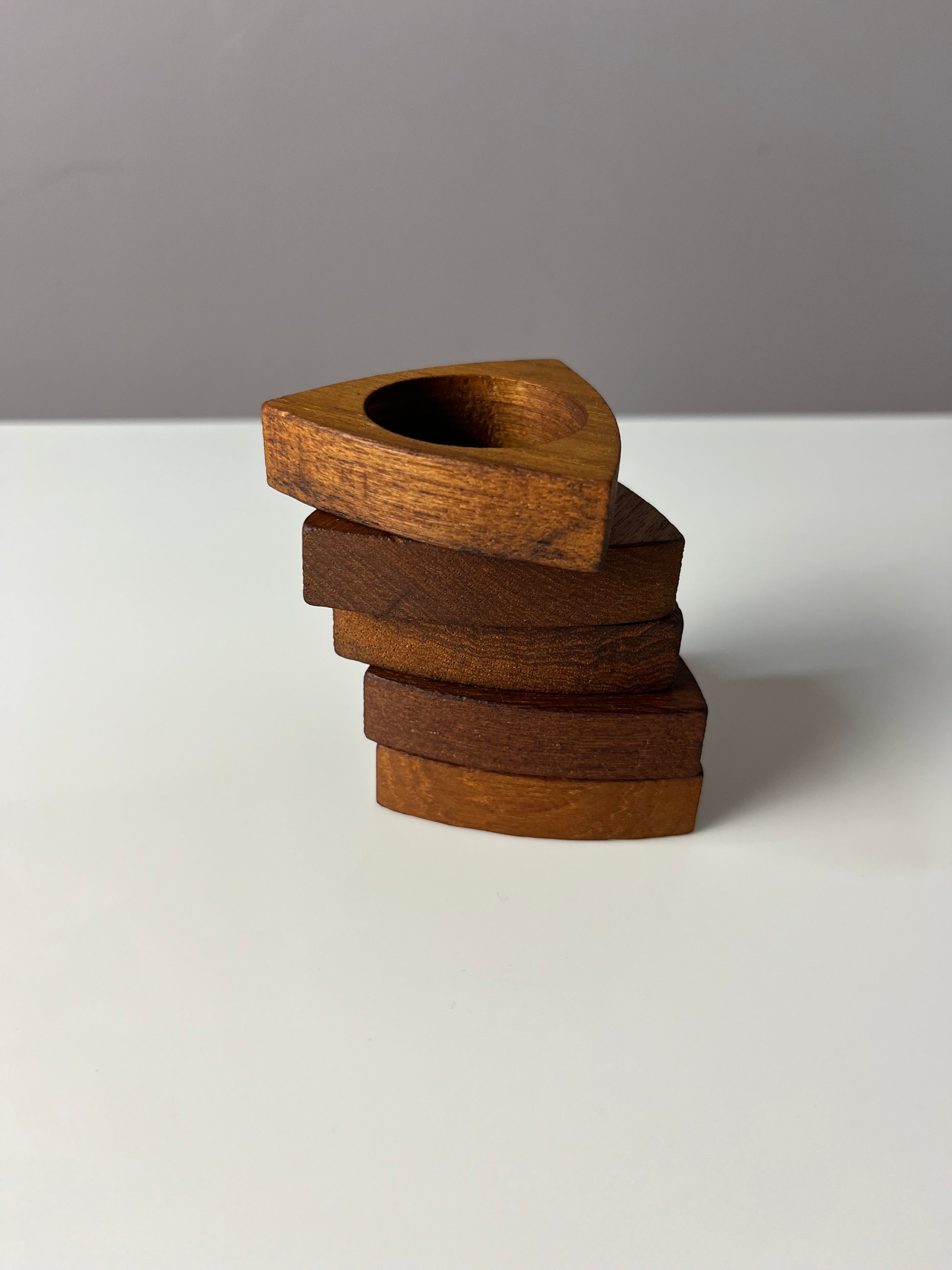 Set: 5x Serviettenring Teak aus Dänemark