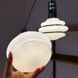 Hängelampe weiß Chrom Glas