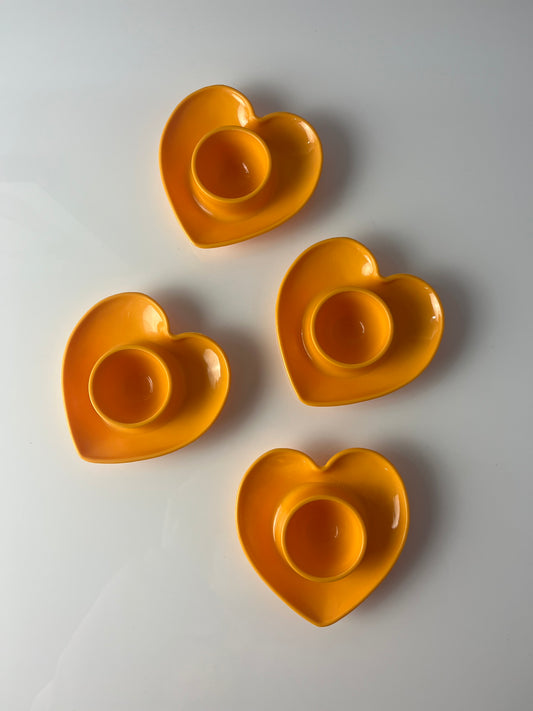 Set: 4x Eierbecher Herz gelb