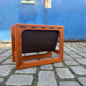 Zeitungsständer Teak Echtleder mit einem Fach von Aksel Kjersgaard für Salin Møbler