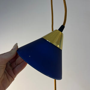 Set: 2x Hängelampe blau Glas Messing