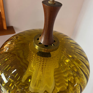 Hängelampe Glas und Teak aus Dänemark