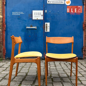 Set: 2x Polsterstuhl gelb Samt Teak von Domus Danica