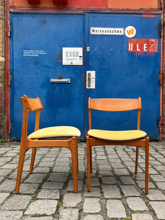 Set: 2x Polsterstuhl gelb Samt Teak von Domus Danica